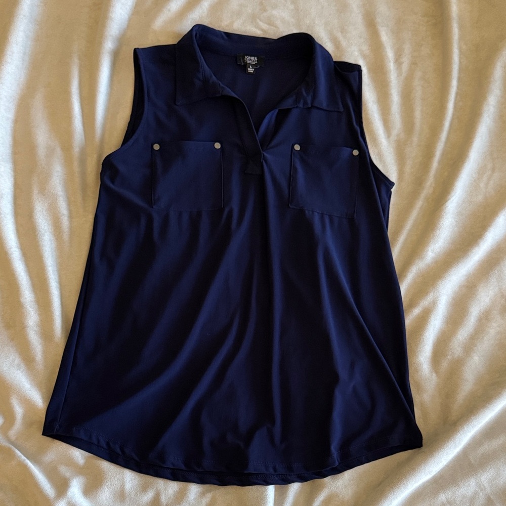Jones New York Navy Sleeveless Blouse